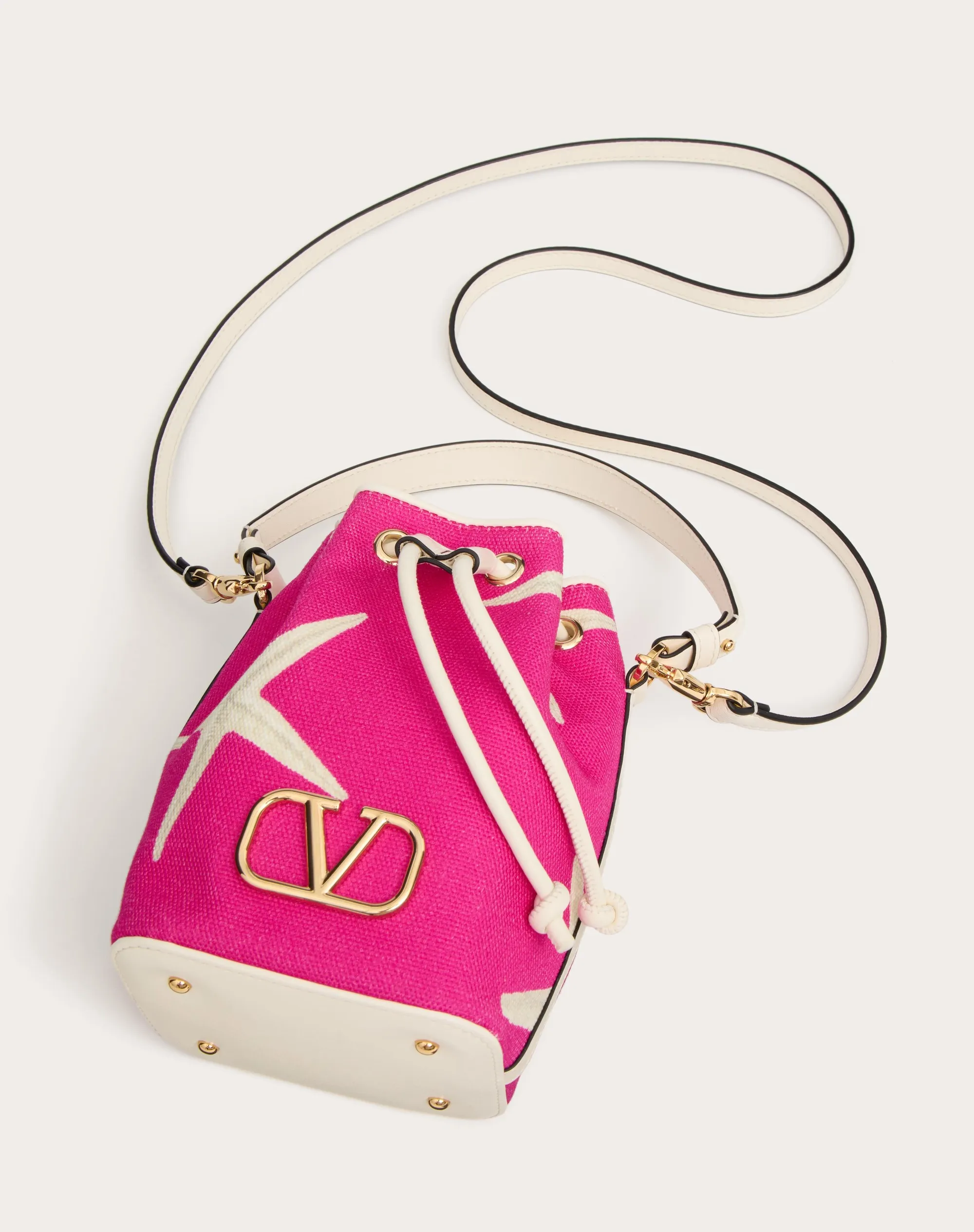 MINI BORSA A SECCHIELLO VALENTINO GARAVANI ESCAPE IN CANVAS CON STAMPA STARFISH