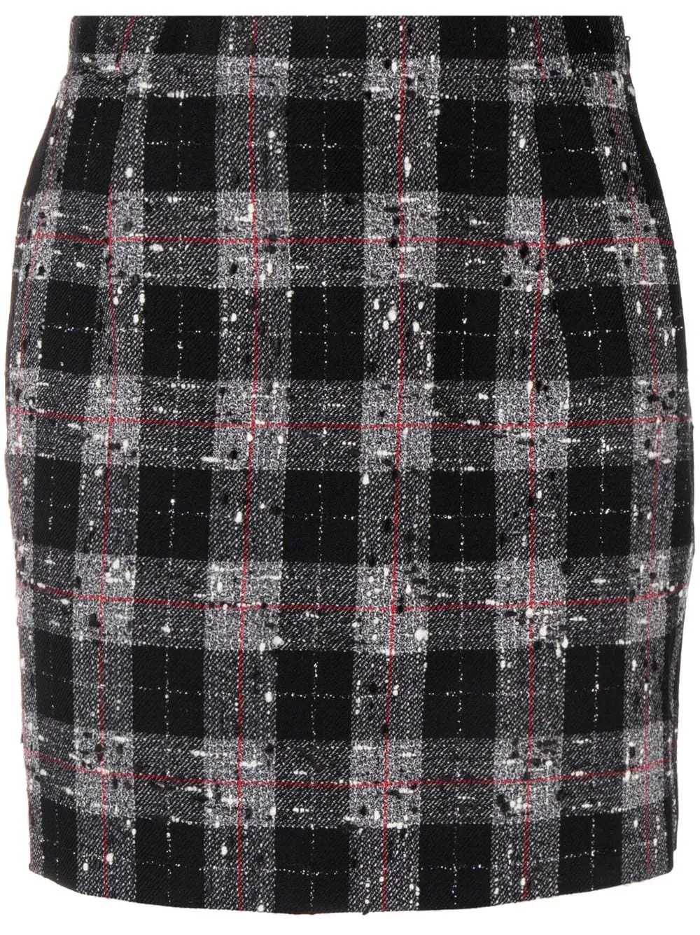 Minigonna in tweed a quadri in nero - donna