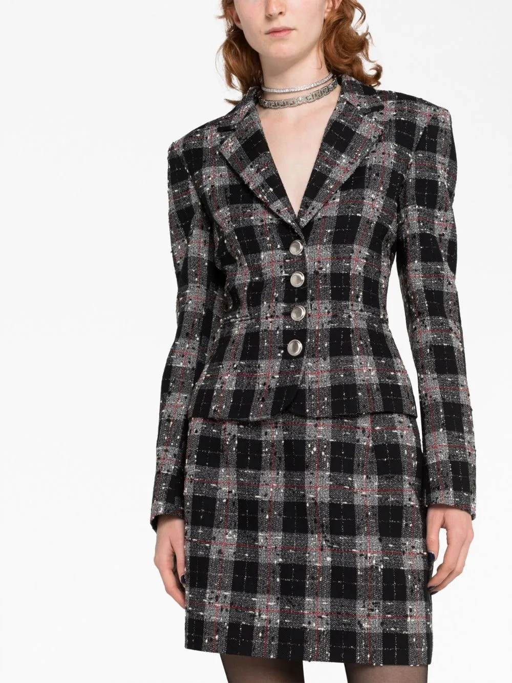 Minigonna in tweed a quadri in nero - donna