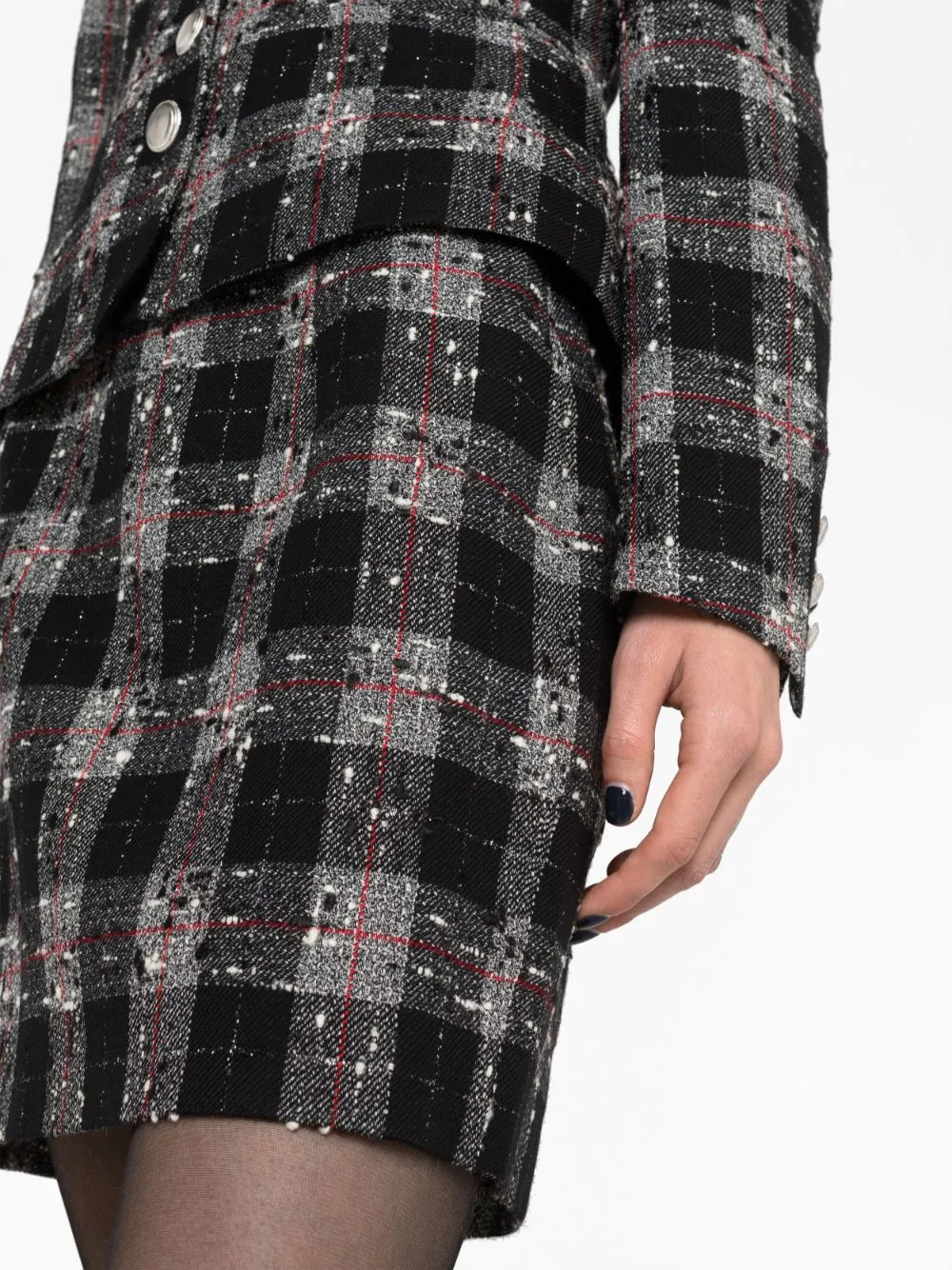 Minigonna in tweed a quadri in nero - donna