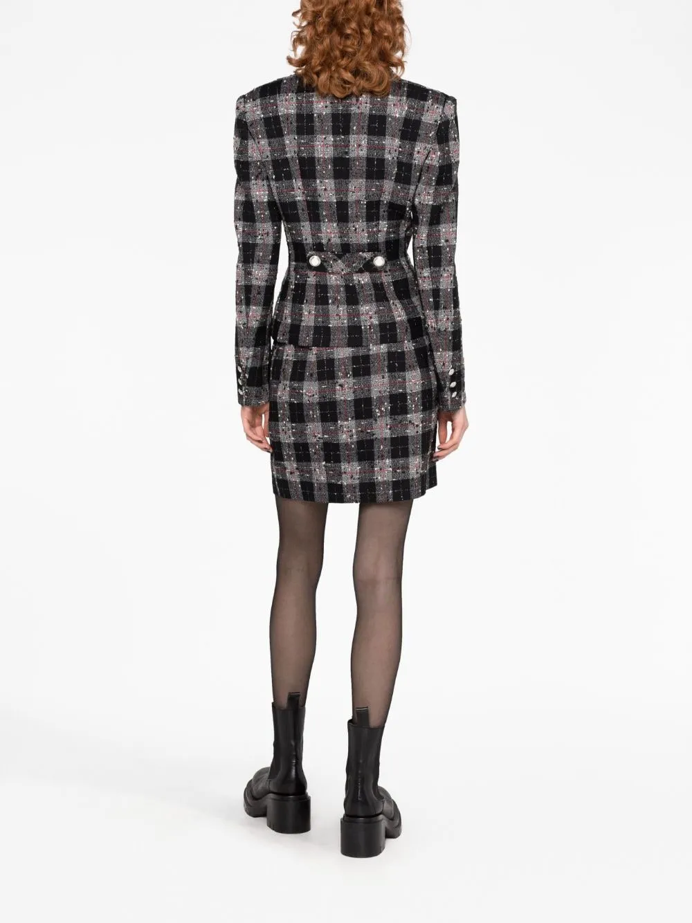 Minigonna in tweed a quadri in nero - donna