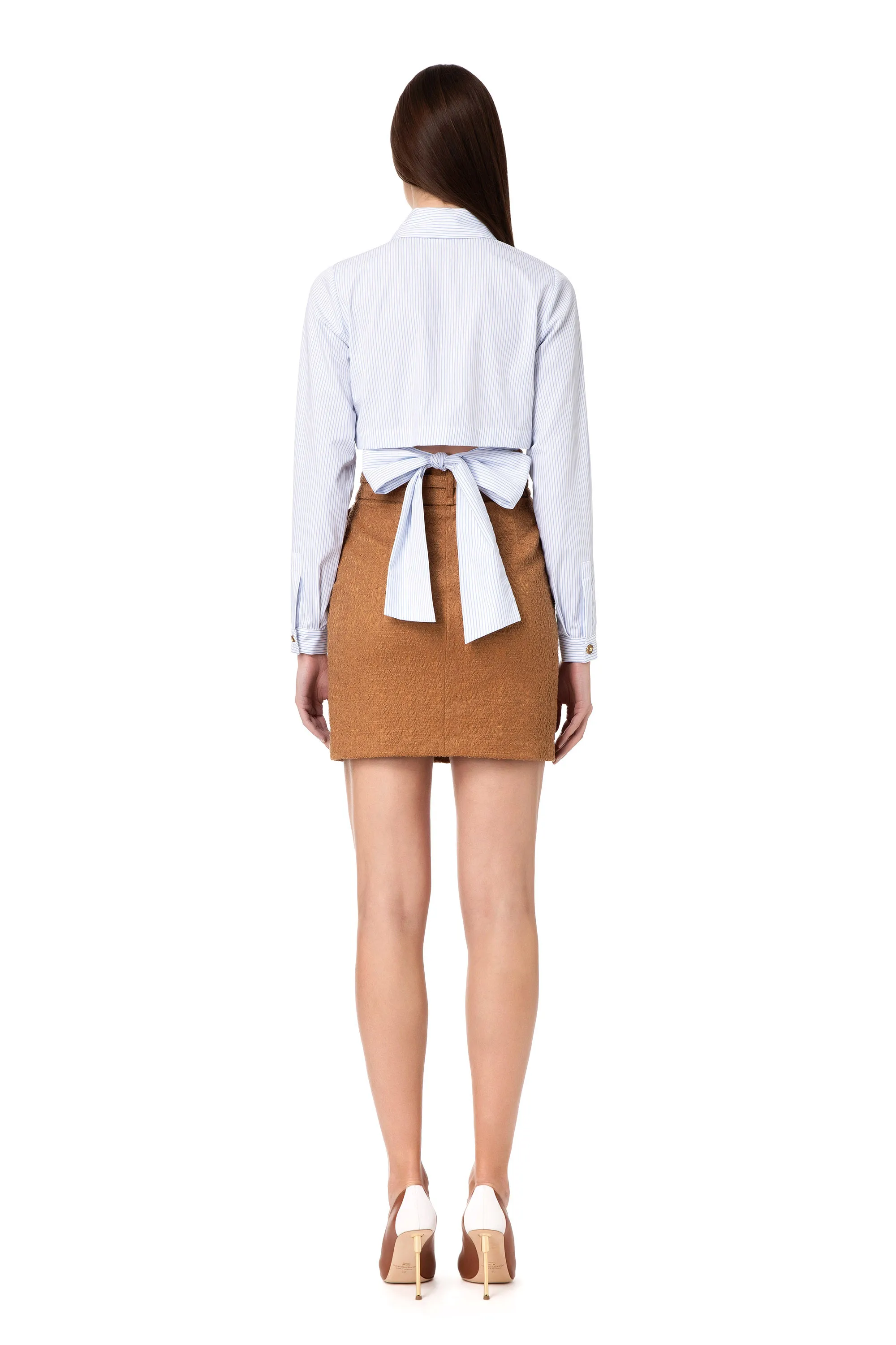 Minigonna in tweed spigato