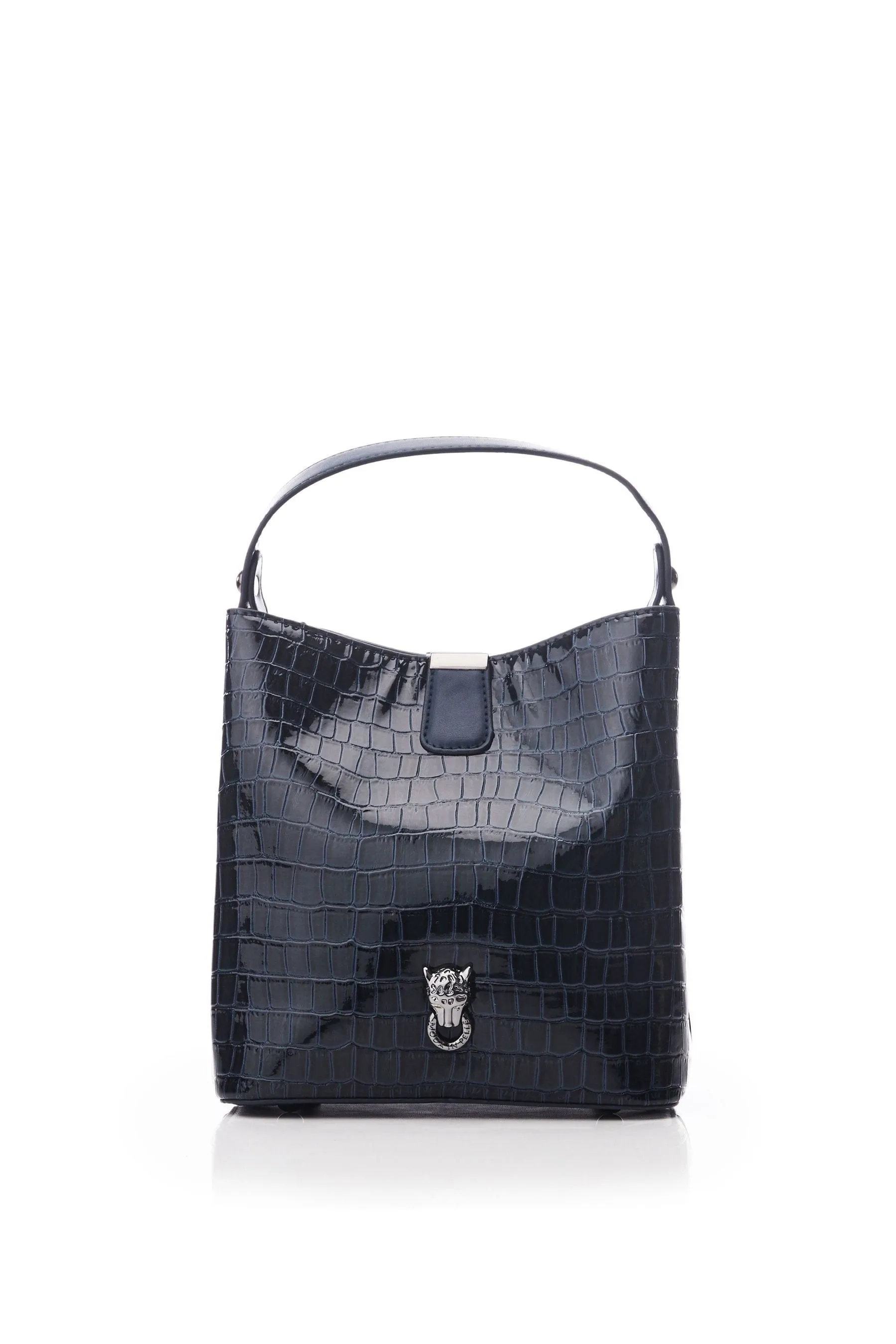 Moda in Pelle Adriana - Borsa a secchiello effetto coccodrillo lucido