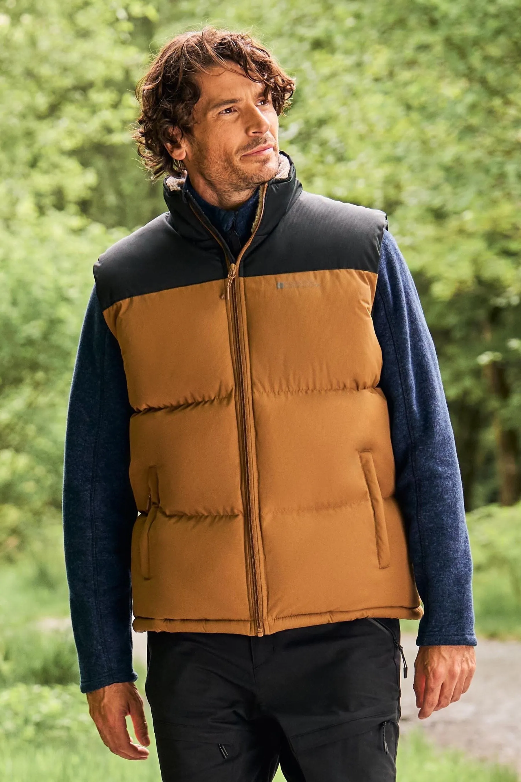 Mountain Warehouse Uomo Rock - Gilet imbottito impermeabile con fodera in sherpa