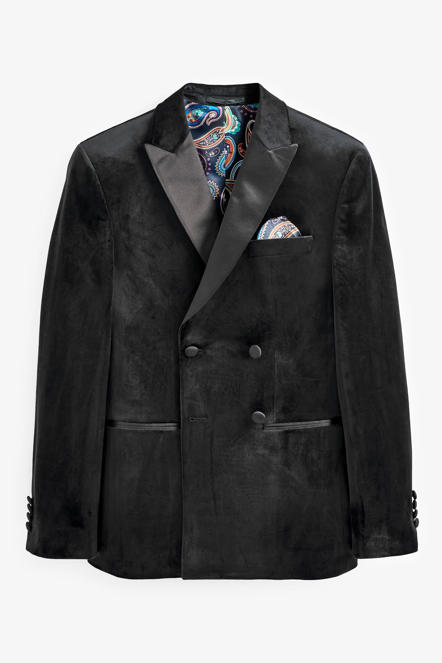 Nero  - Blazer Vestibilità attillata / Slim doppiopetto in velluto