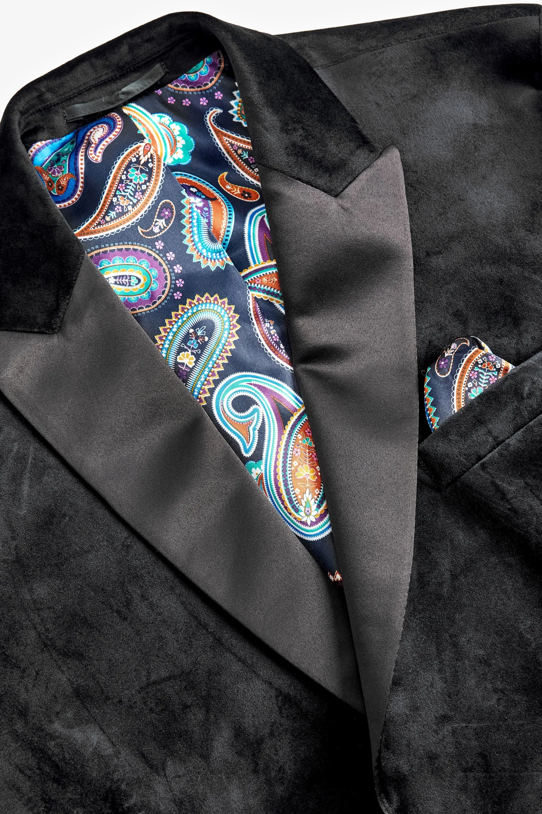 Nero  - Blazer Vestibilità attillata / Slim doppiopetto in velluto