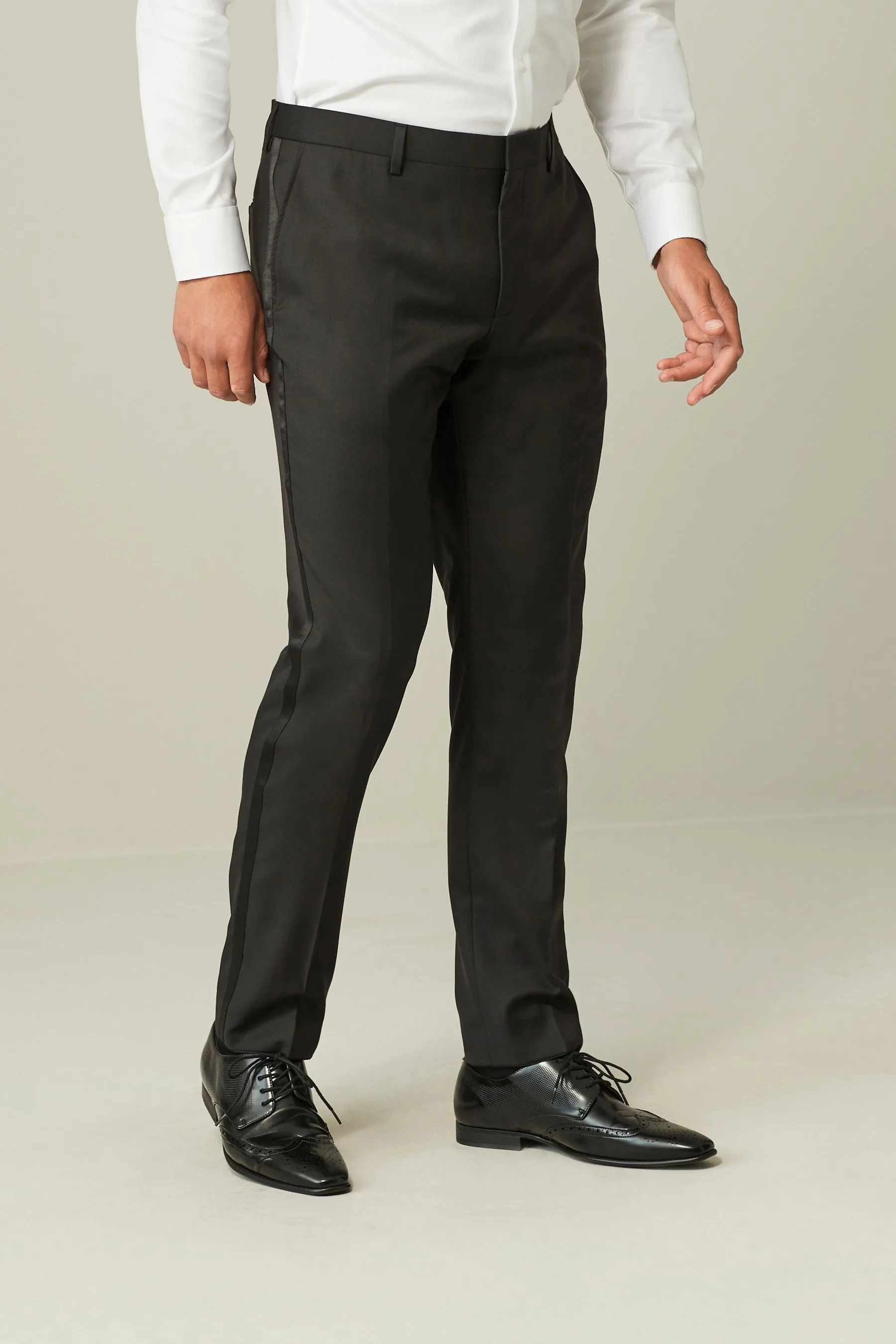 Nero  - Vestibilità sartoriale - Pantaloni da smoking in lana Blend lucido
