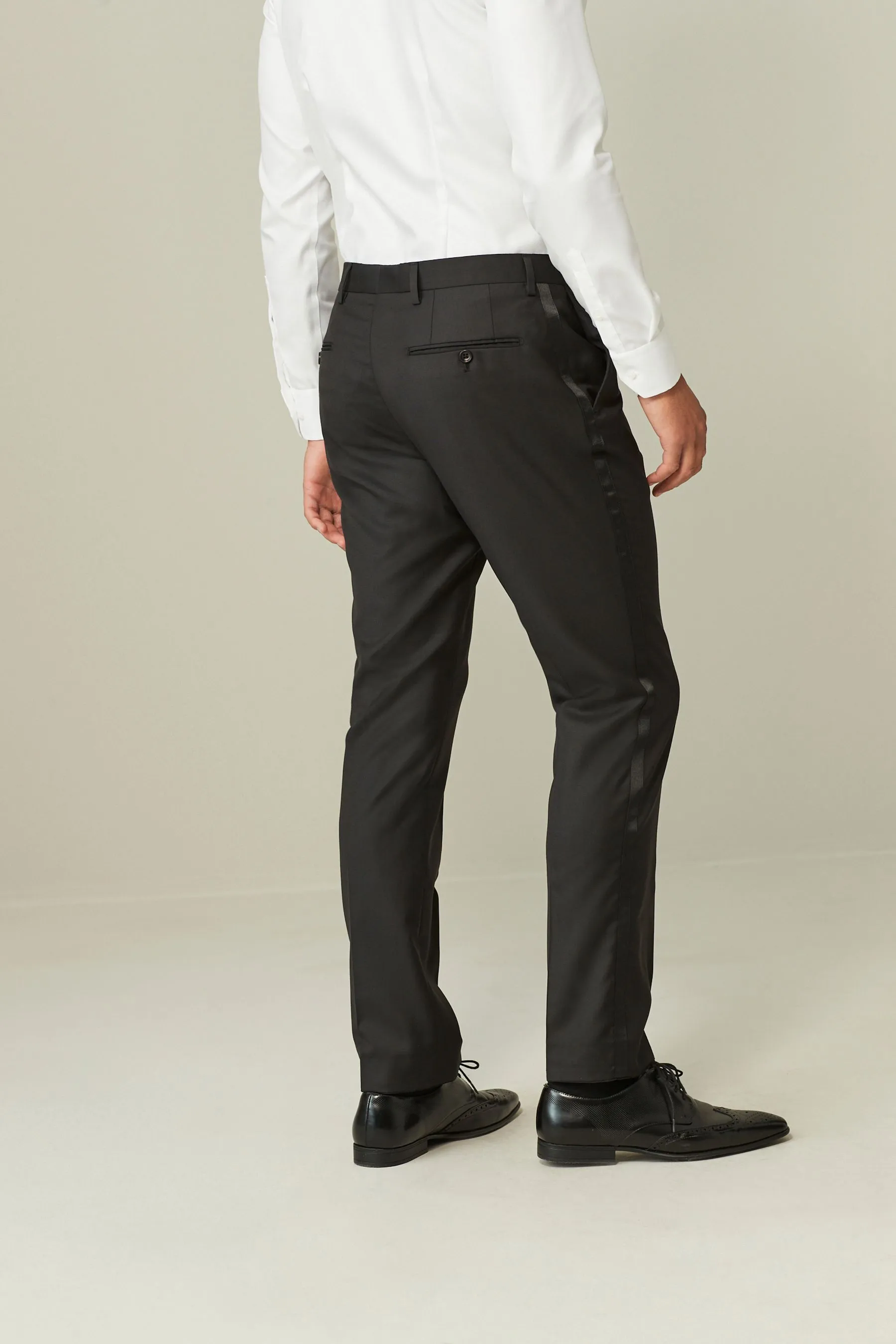 Nero  - Vestibilità sartoriale - Pantaloni da smoking in lana Blend lucido