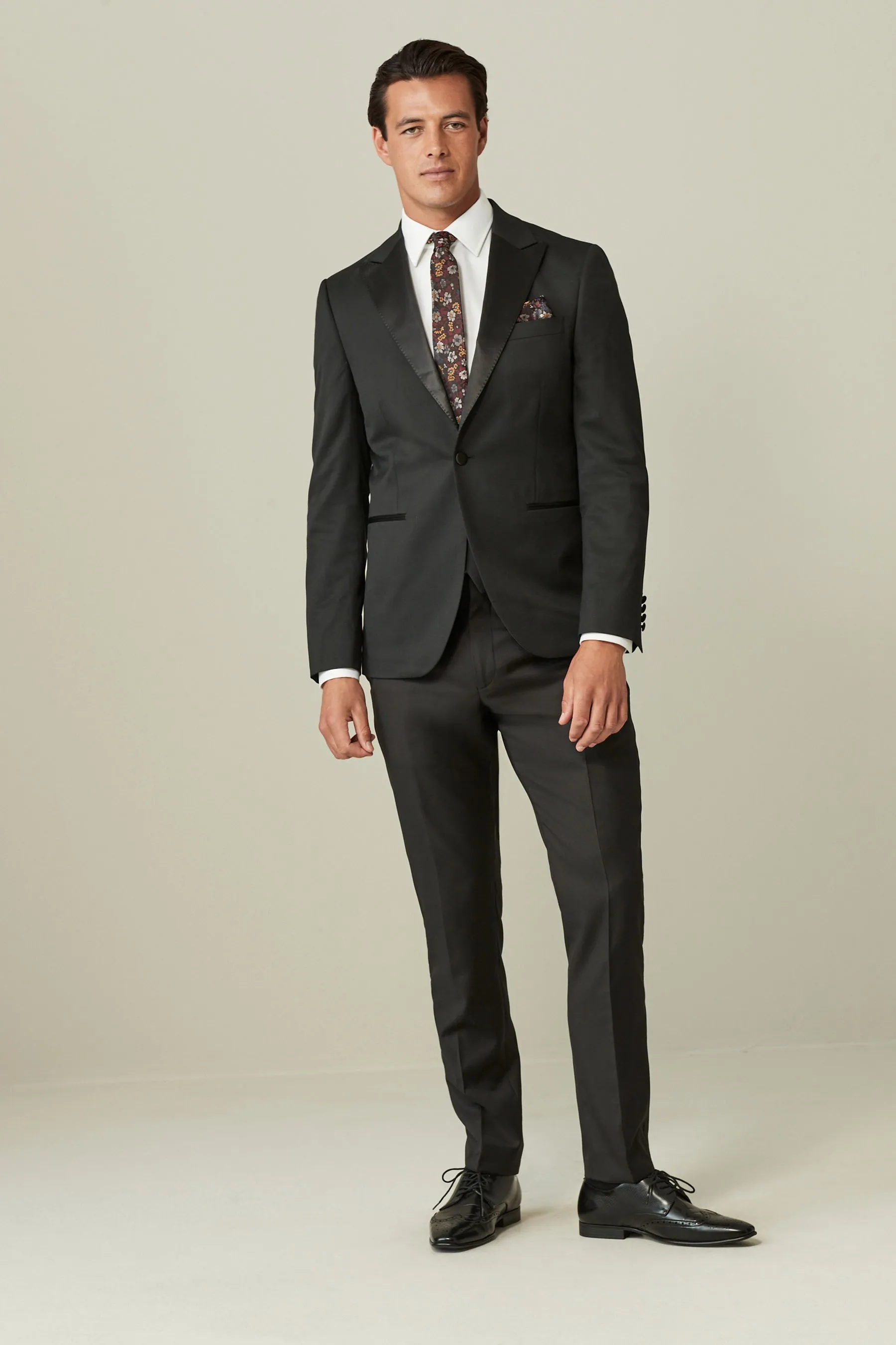 Nero  - Vestibilità sartoriale - Pantaloni da smoking in lana Blend lucido