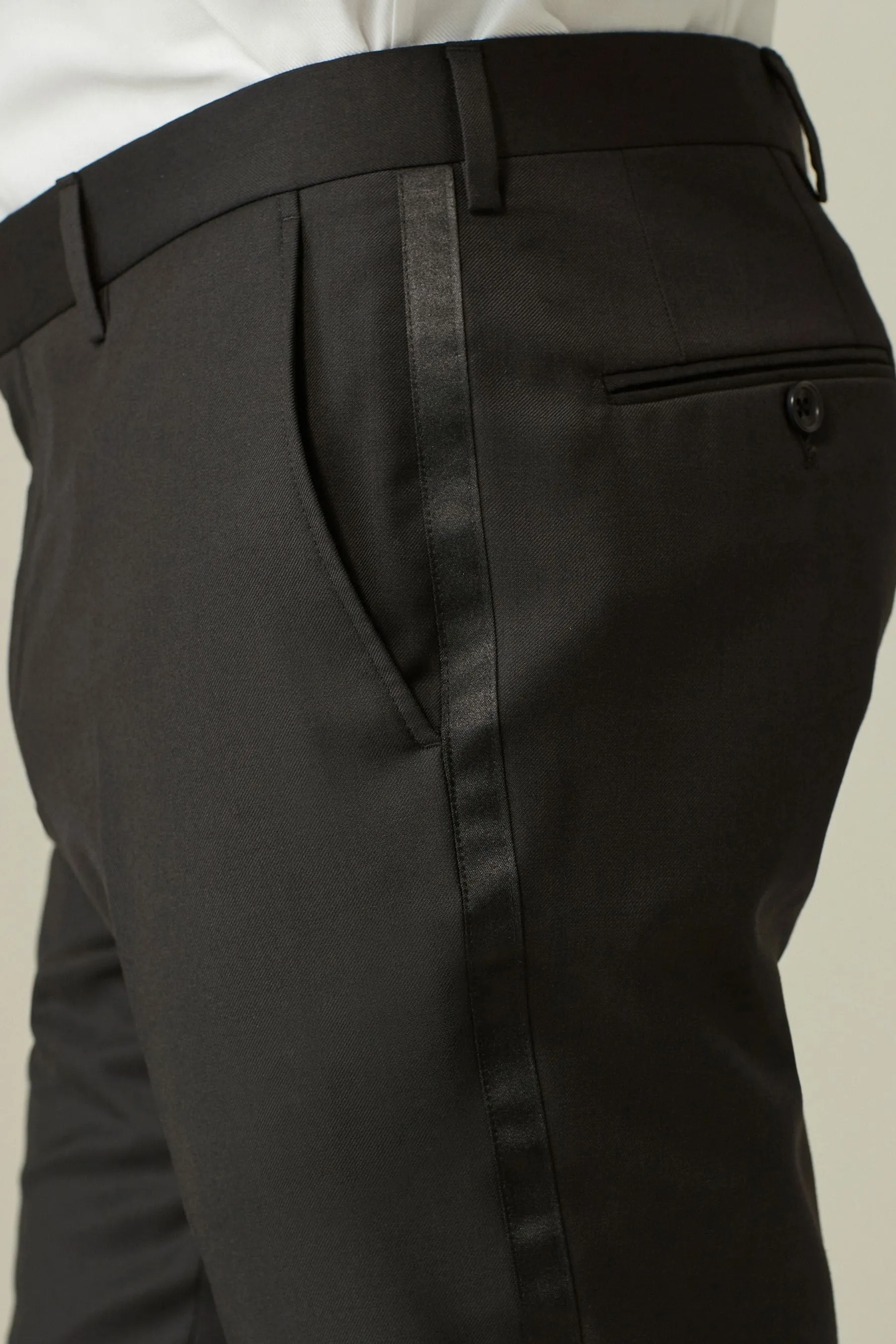Nero  - Vestibilità sartoriale - Pantaloni da smoking in lana Blend lucido