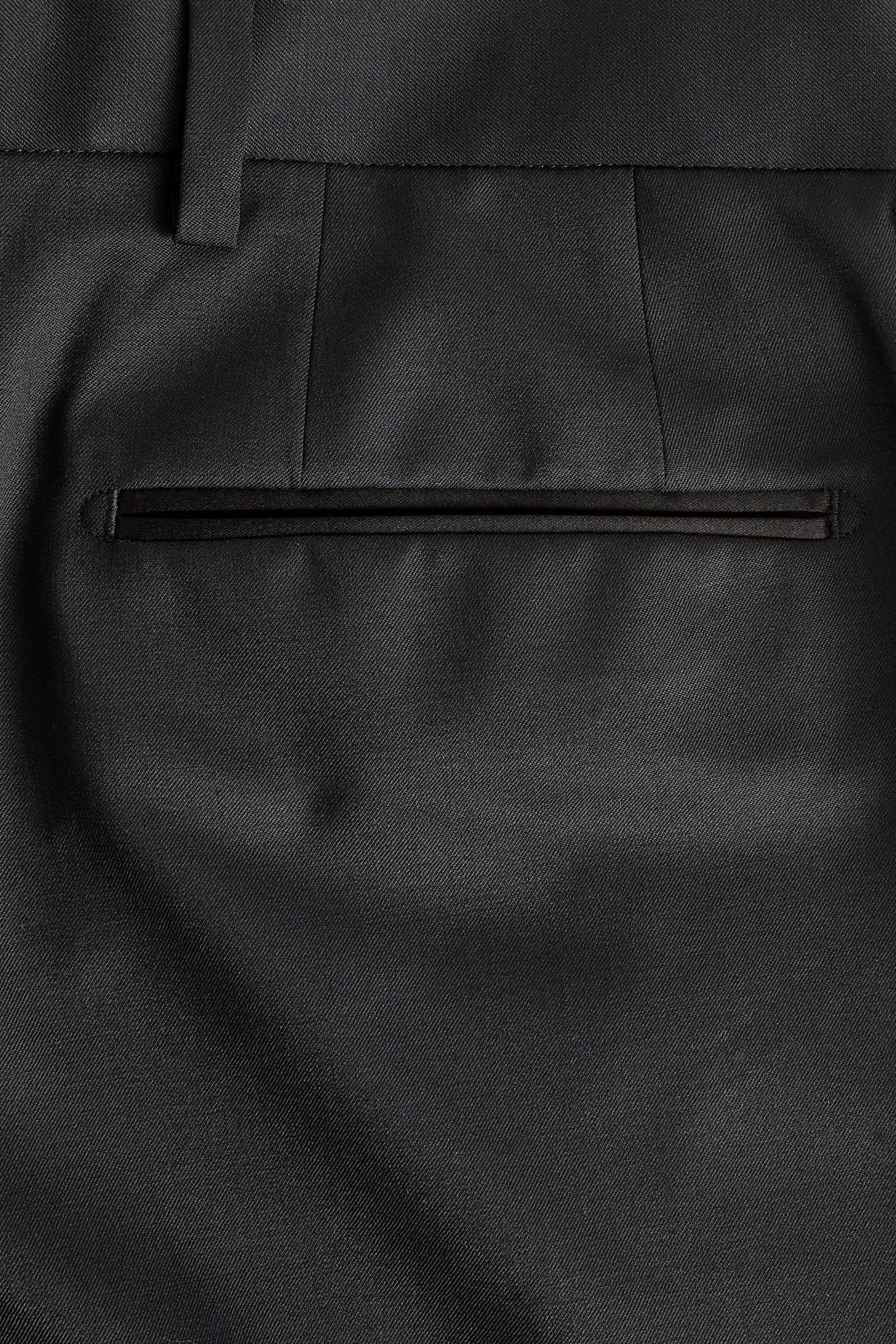 Nero  - Vestibilità sartoriale - Pantaloni da smoking in lana Blend lucido