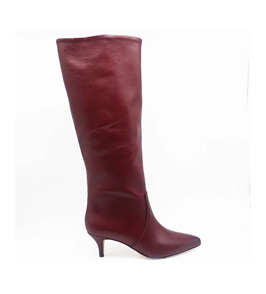 Ni-Na* Stivale In Pelle Bordeaux Made in Italy 2460