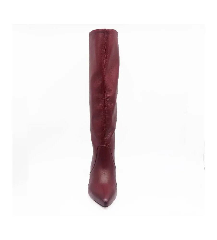Ni-Na* Stivale In Pelle Bordeaux Made in Italy 2460
