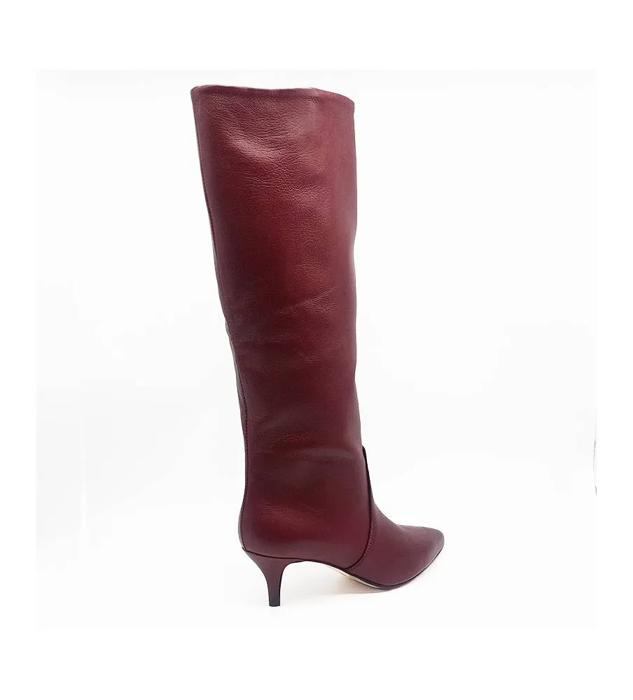 Ni-Na* Stivale In Pelle Bordeaux Made in Italy 2460