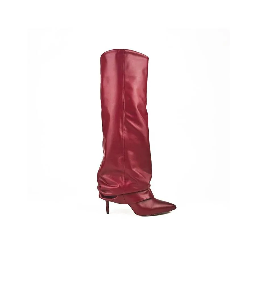 Ni-Na* Stivale In Pelle Bordeaux Orietta 8 Made in Italy