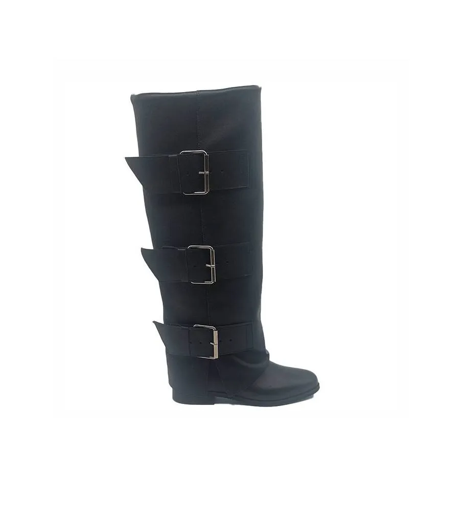 Ni-na* Stivale In Pelle Nero 284 Made in Italy