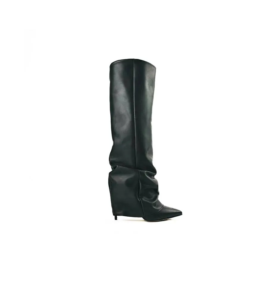 Ni-Na* Stivale In Pelle Nero Orietta 8 Made in Italy