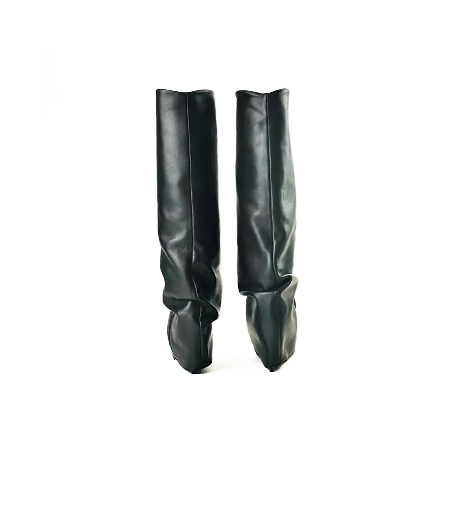 Ni-Na* Stivale In Pelle Nero Orietta 8 Made in Italy