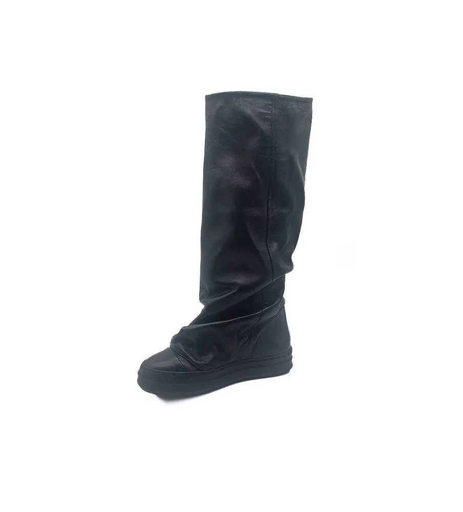 Ni-Na* Stivale In Pelle Nero Tore Paola Made In Italy