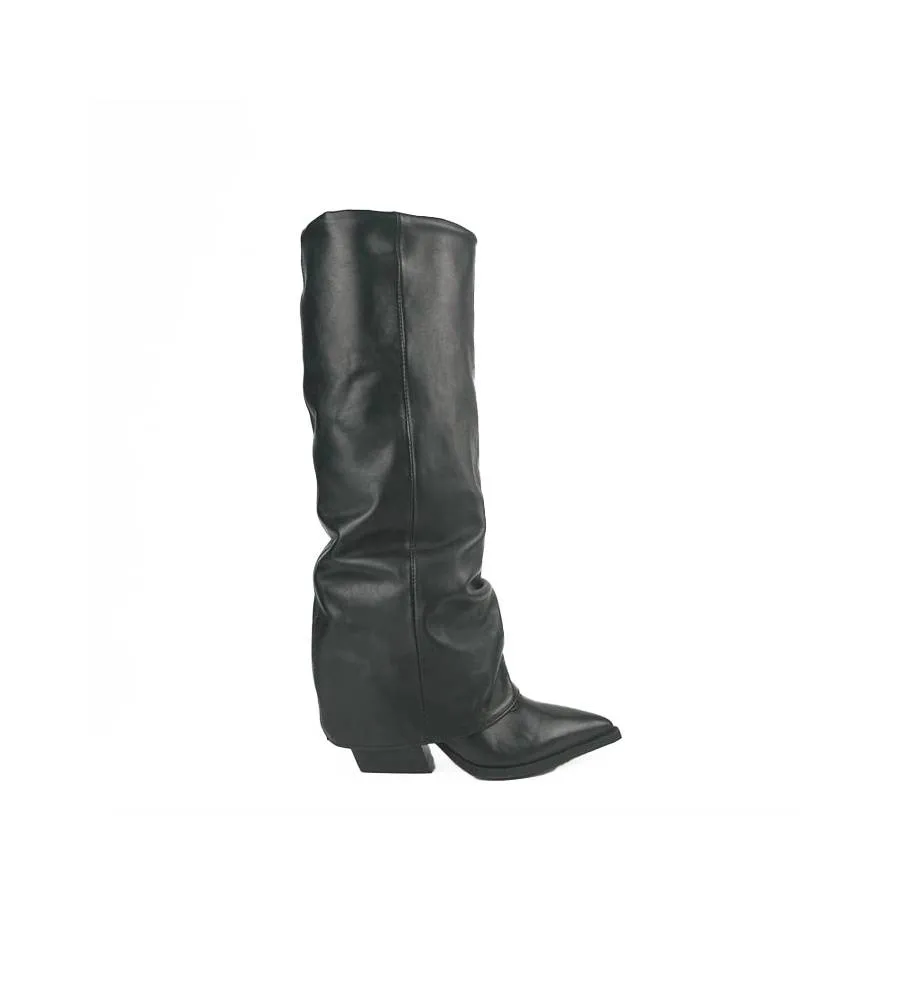 Ni-Na* Stivale Texano In Pelle Nero Irene Kent Made in Italy