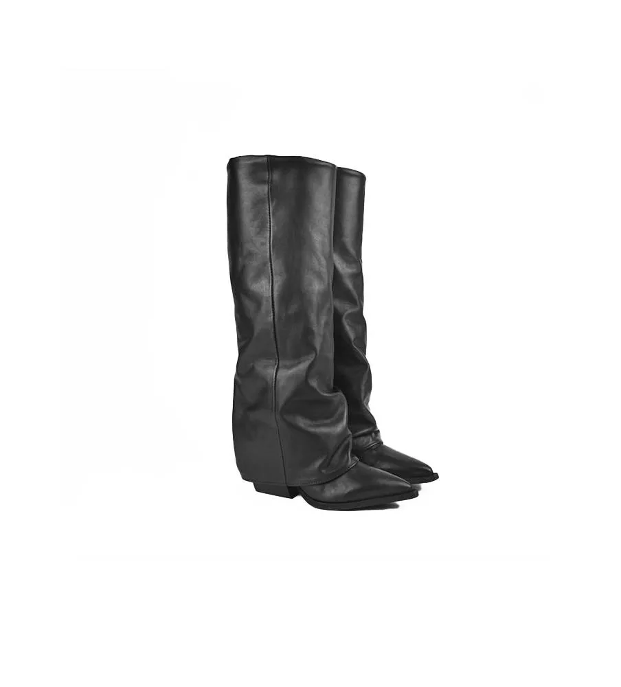 Ni-Na* Stivale Texano In Pelle Nero Irene Kent Made in Italy
