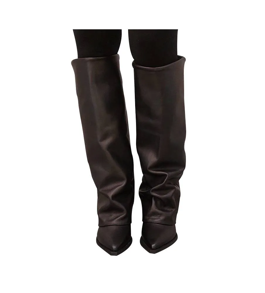 Ni-Na* Stivale Texano In Pelle Nero Irene Kent Made in Italy