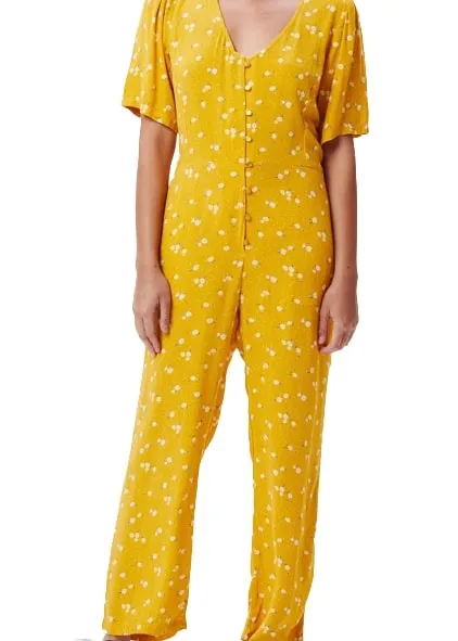 Obey Tuta da donna Clover Romper manica corta gialla