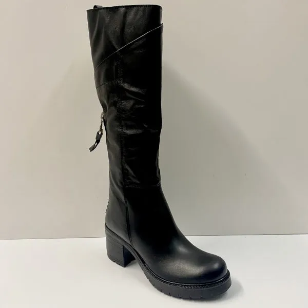 OPEN TOO H128 STIVALE CON ZIP IN PELLE NERO
