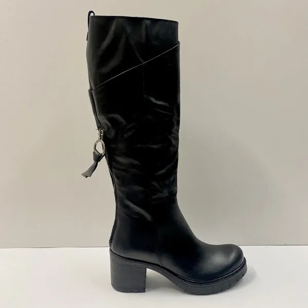 OPEN TOO H128 STIVALE CON ZIP IN PELLE NERO