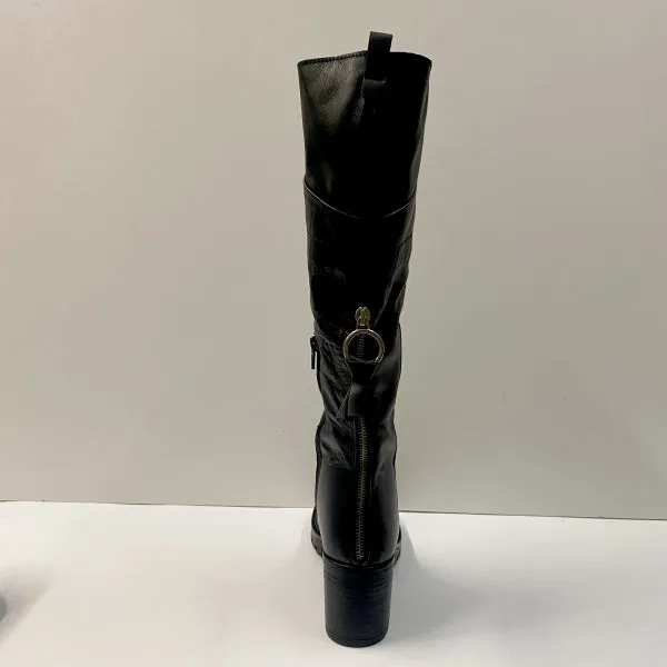 OPEN TOO H128 STIVALE CON ZIP IN PELLE NERO