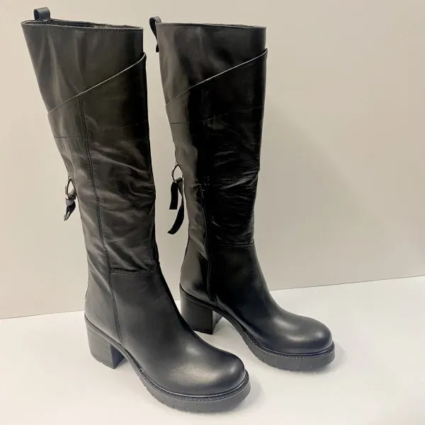 OPEN TOO H128 STIVALE CON ZIP IN PELLE NERO