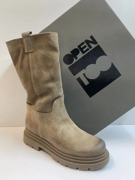 OPEN TOO NICOL 25 STIVALE DONNA IN PELLE SCAMOSCIATA TAUPE
