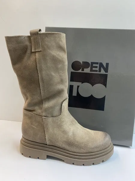 OPEN TOO NICOL 25 STIVALE DONNA IN PELLE SCAMOSCIATA TAUPE