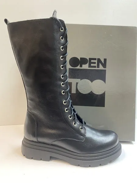 OPEN TOO NICOL 30 STIVALE ALLACCIATO DONNA IN PELLE NERO