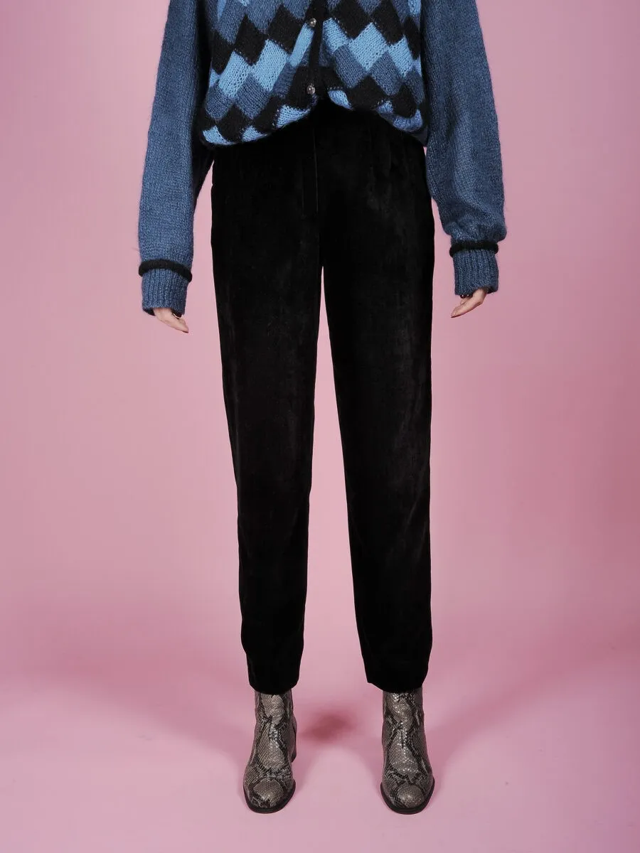 Pantalone a vita alta in velluto