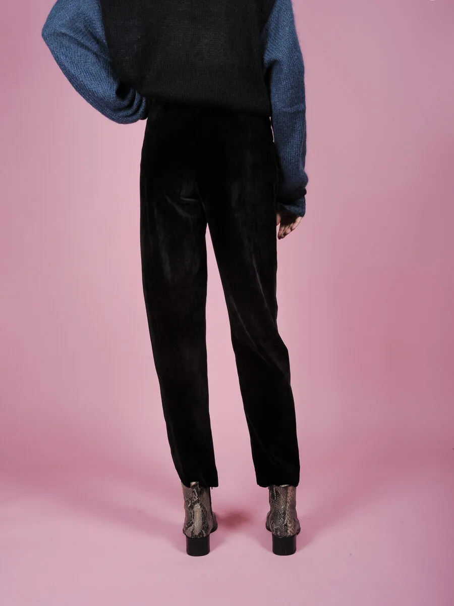 Pantalone a vita alta in velluto