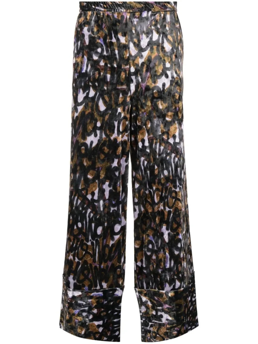 pantalone palazzo in velluto fantasia