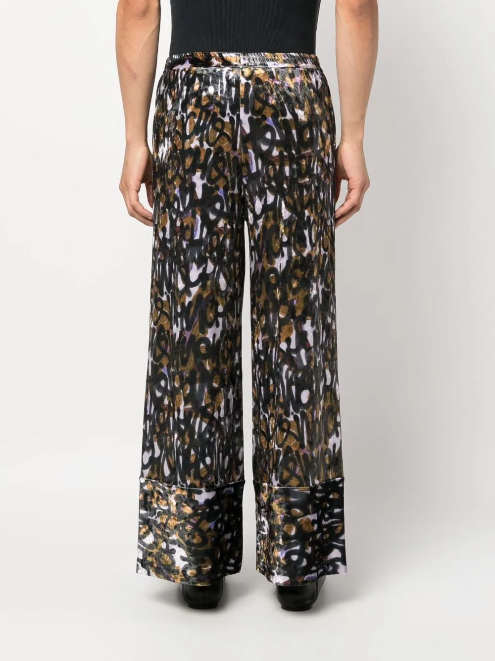 pantalone palazzo in velluto fantasia