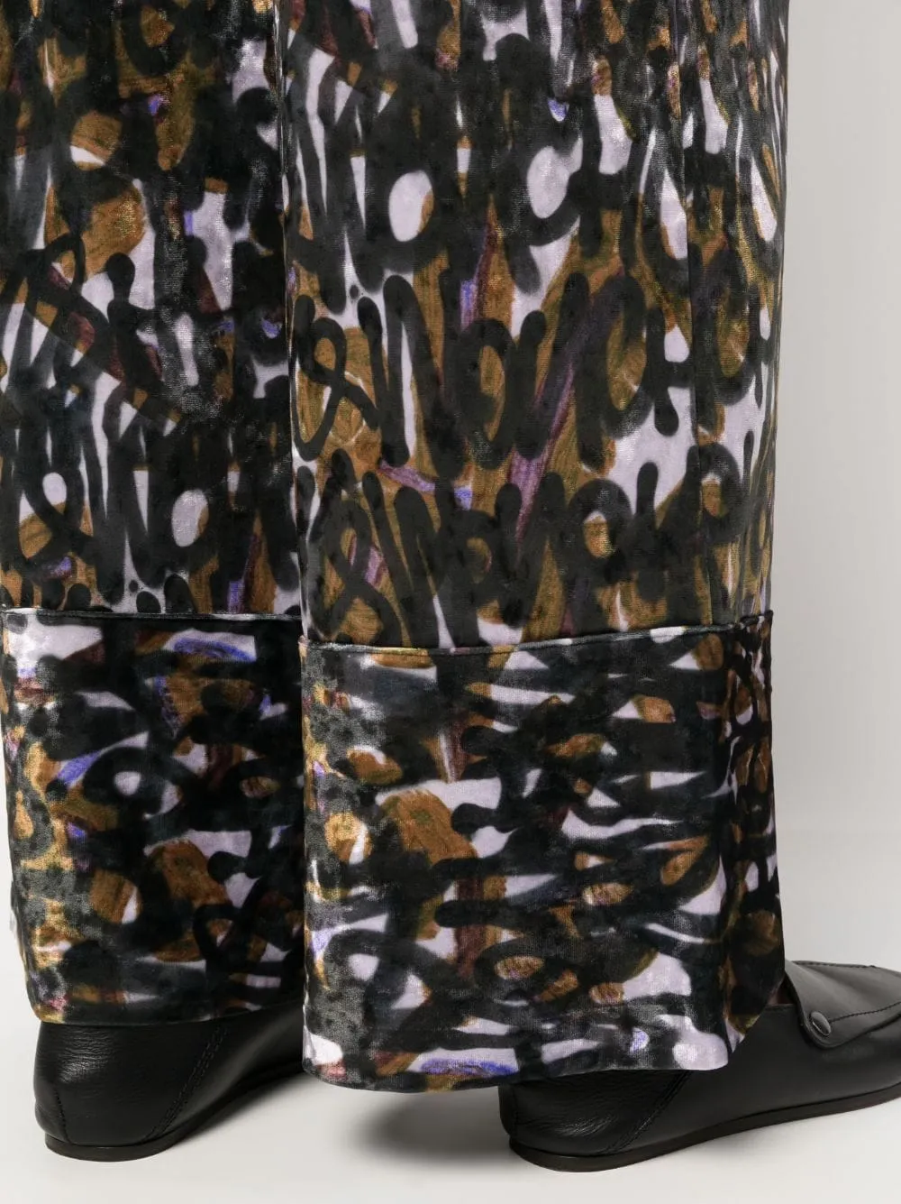 pantalone palazzo in velluto fantasia
