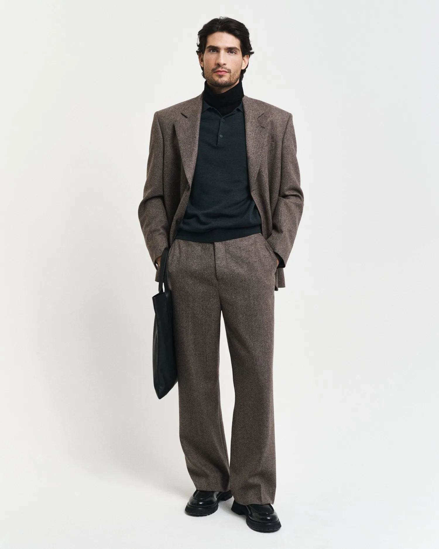 Pantaloni da abito in lana Mouliné relaxed fit    