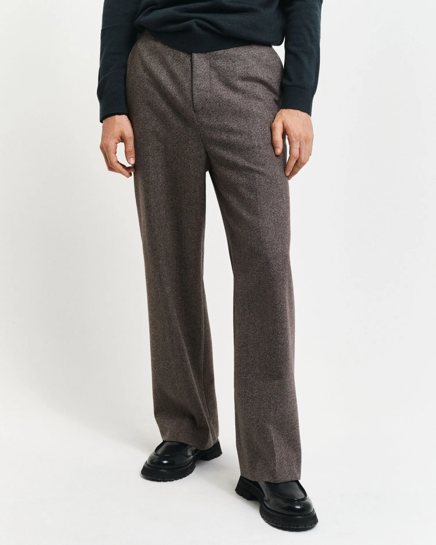 Pantaloni da abito in lana Mouliné relaxed fit    