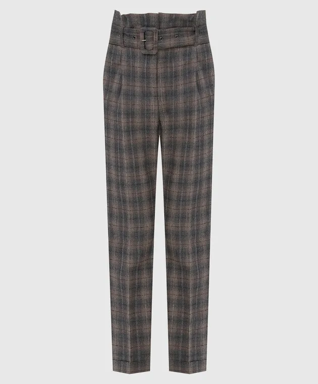 Peserico Pantaloni in lana a quadri P04754A06518