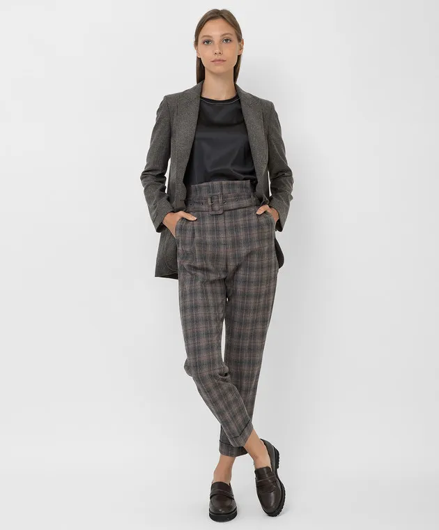 Peserico Pantaloni in lana a quadri P04754A06518
