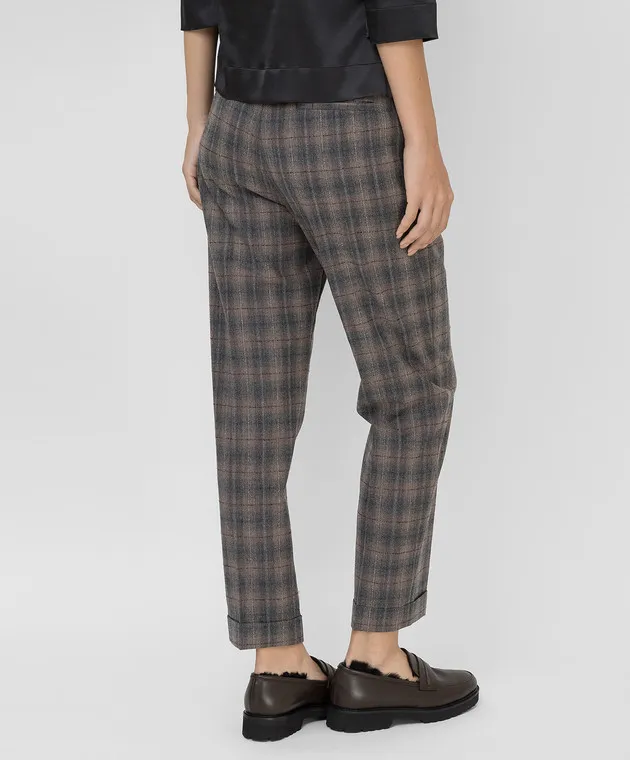 Peserico Pantaloni in lana a quadri P04754A06518