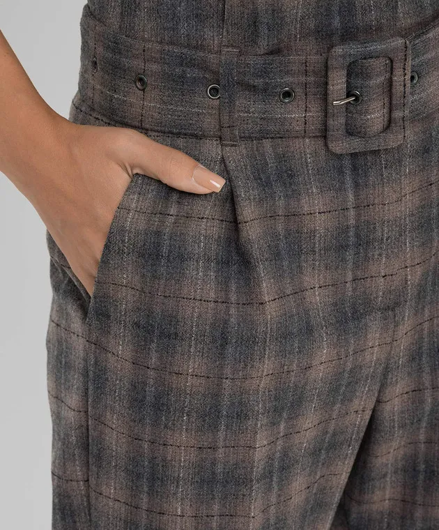 Peserico Pantaloni in lana a quadri P04754A06518