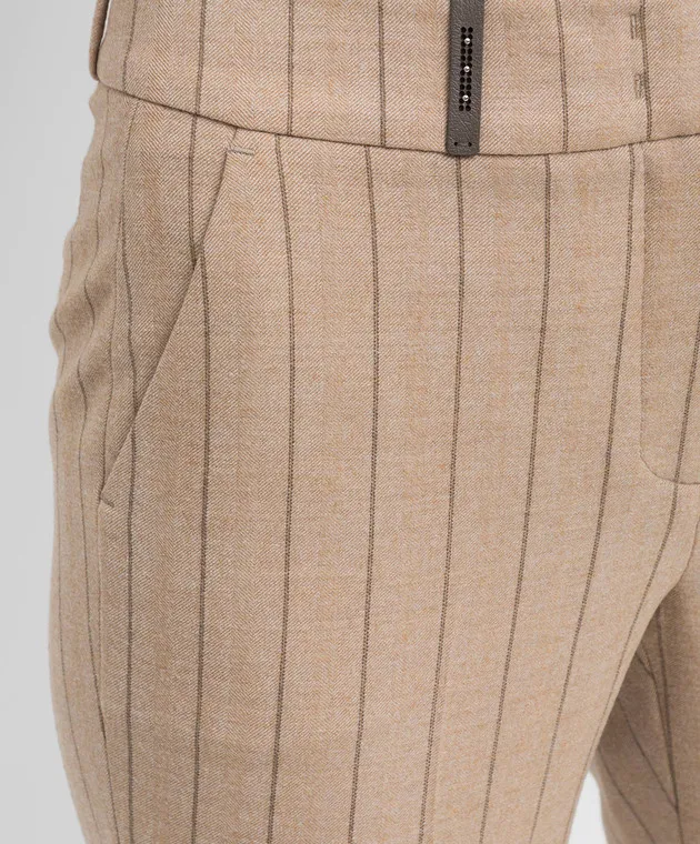 Peserico Pantaloni in lana a righe beige P0462902570