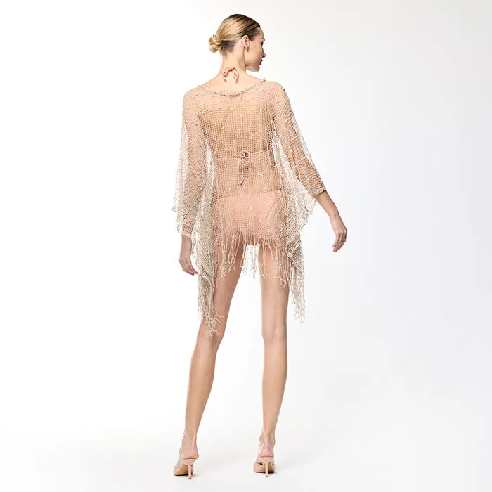 Poncho beige trasparente