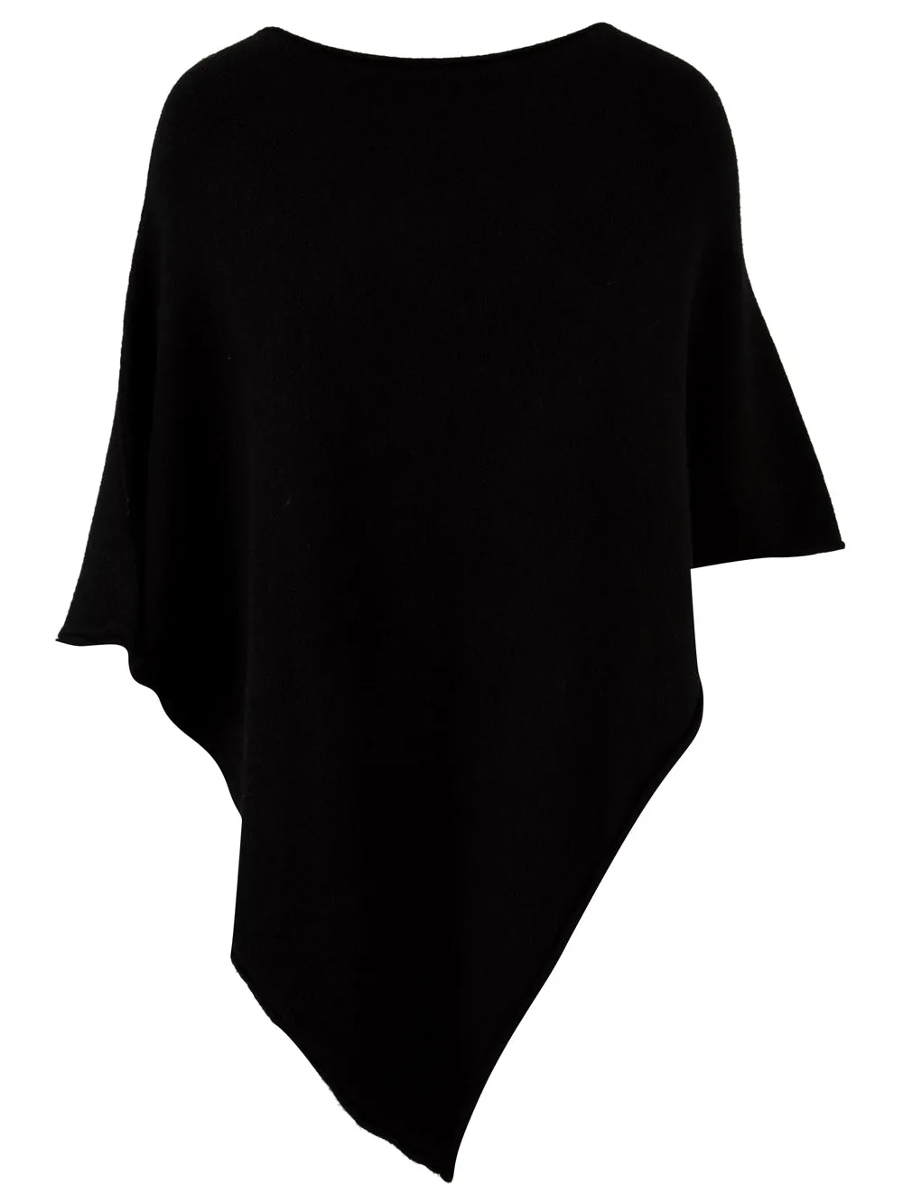 Poncho Donna nero scollo tondo