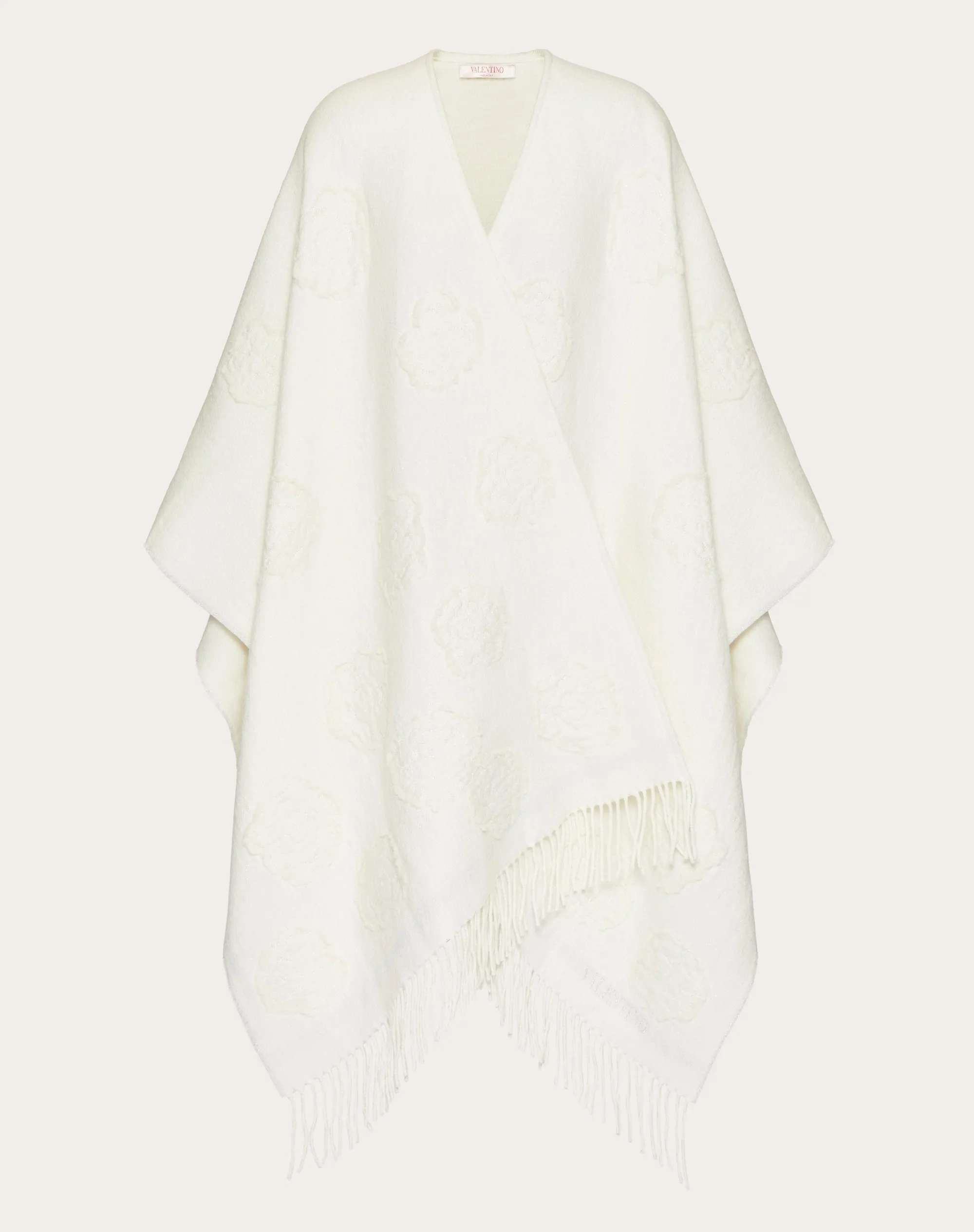 PONCHO FLOWER IN MISTO LANA CON DETTAGLI IN LUREX