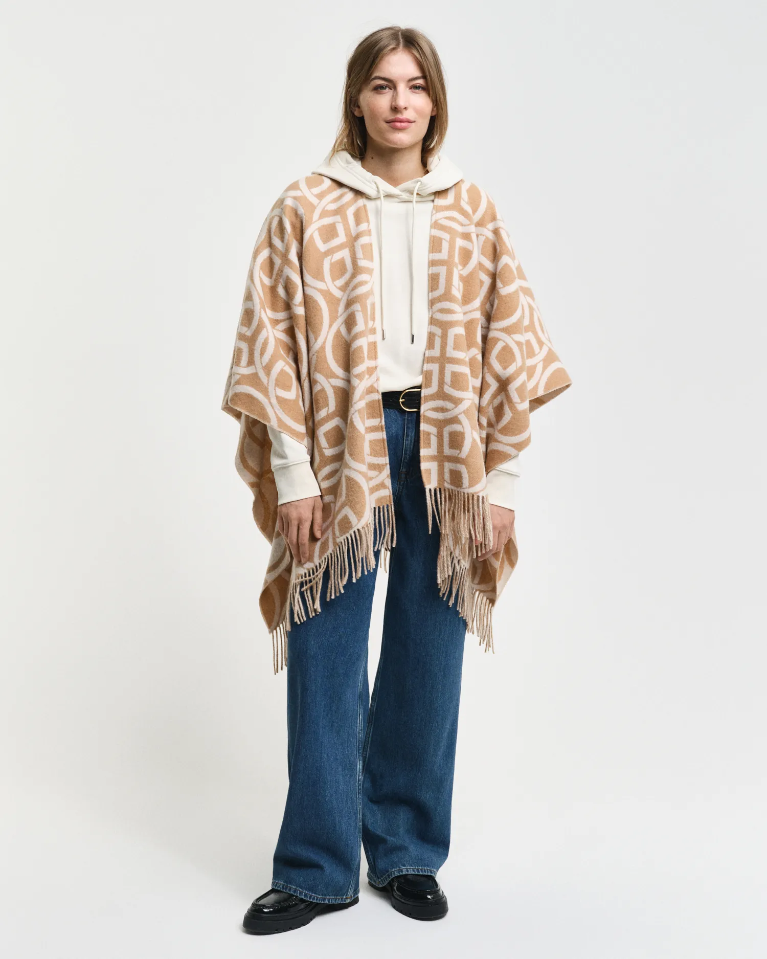Poncho in lana con motivo G    